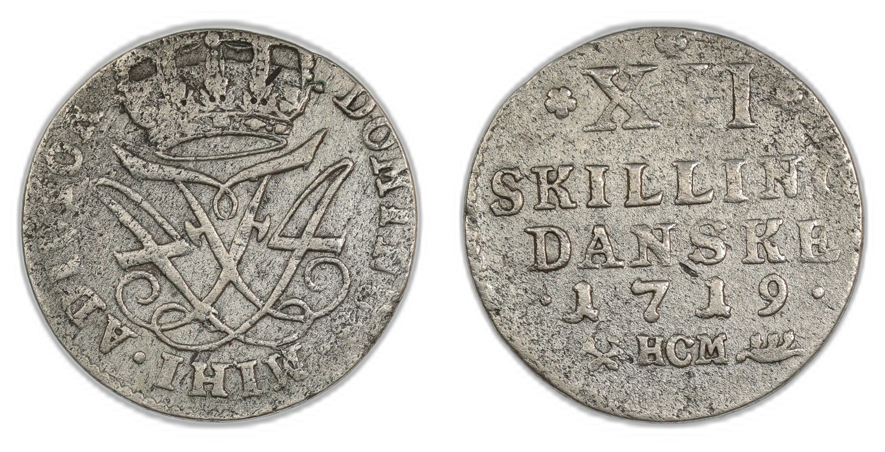 Norge 12 Skilling 1719 Kv 1