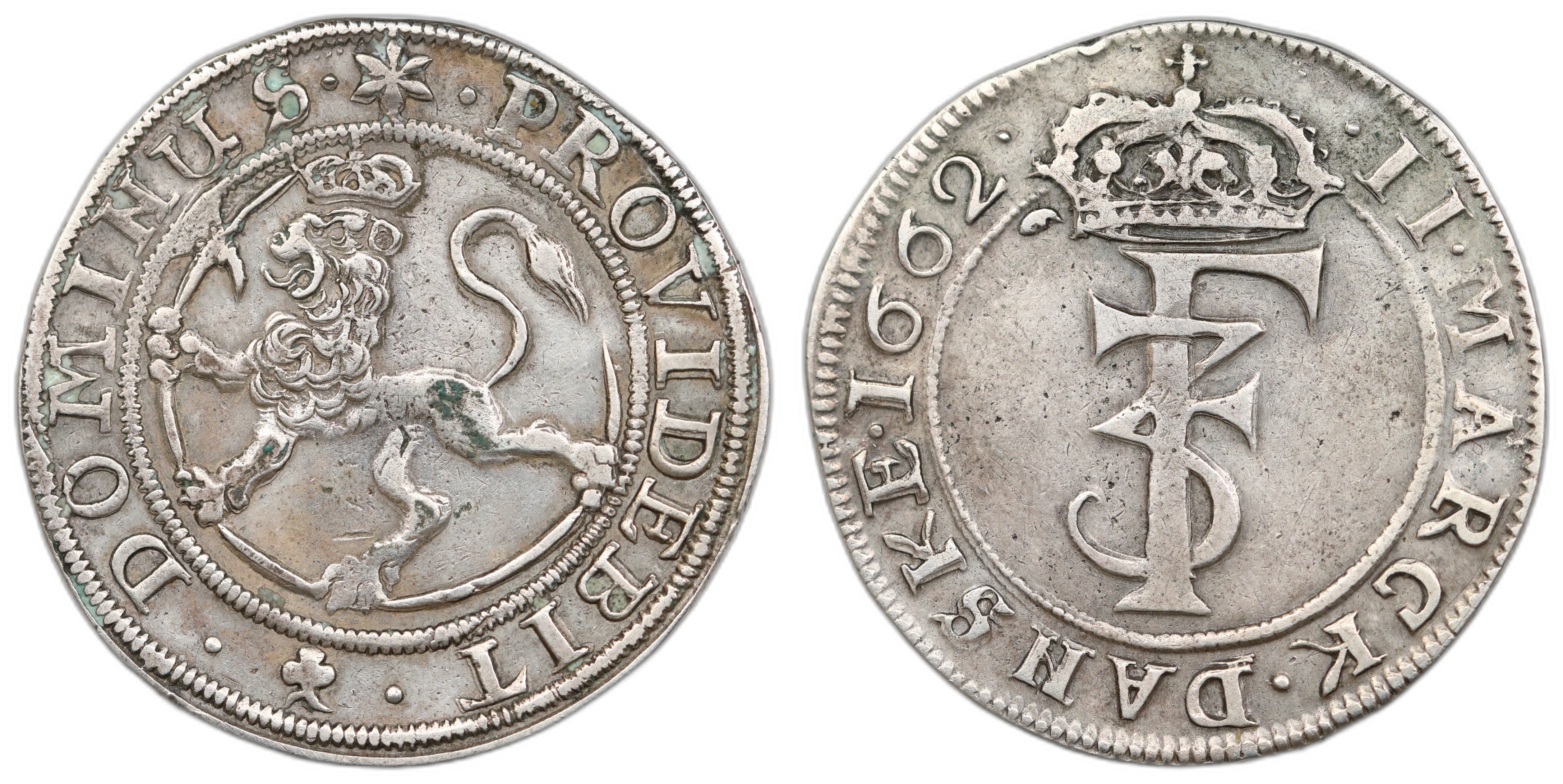 Norge 2 Mark 1662 Kv: 1+