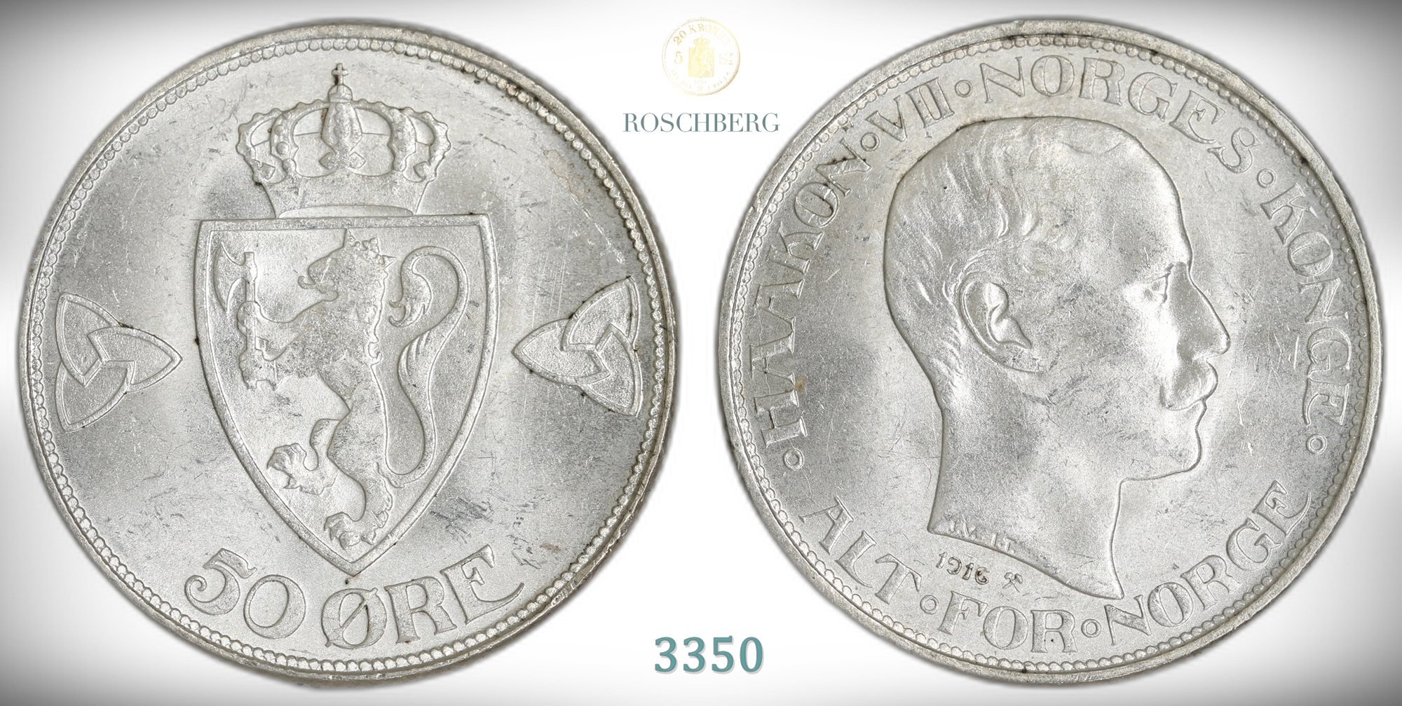 Norge 50 Øre 1916  Kv: 0/01