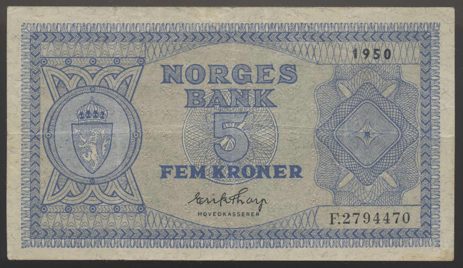 5 Kroner 1950 F Kv 1, minimal rift