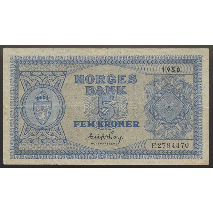 5 Kroner 1950 F Kv 1, minimal rift