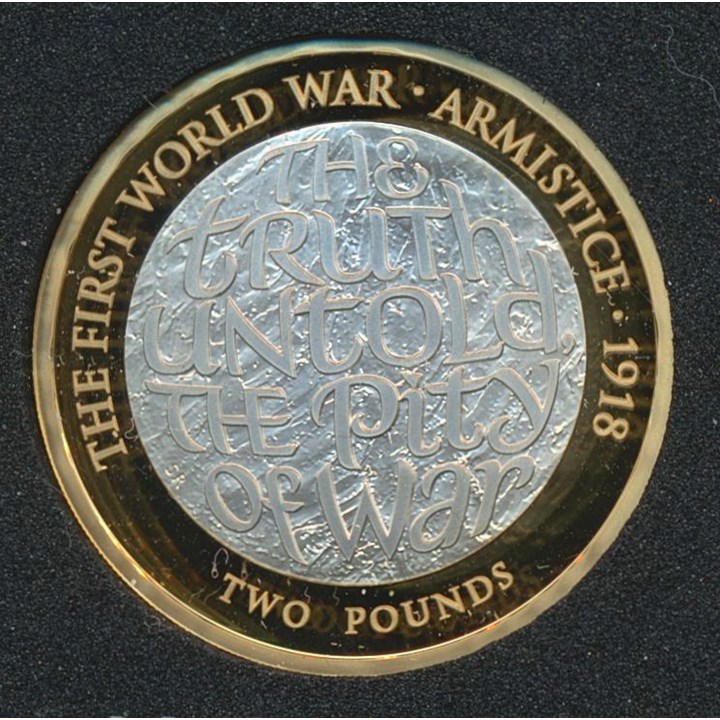 England 2 Pounds 1918-2018 WWI First Armistice Proof