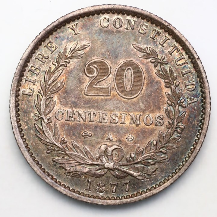 Uruguay 20 Centavos 1877 Kv 1+/01