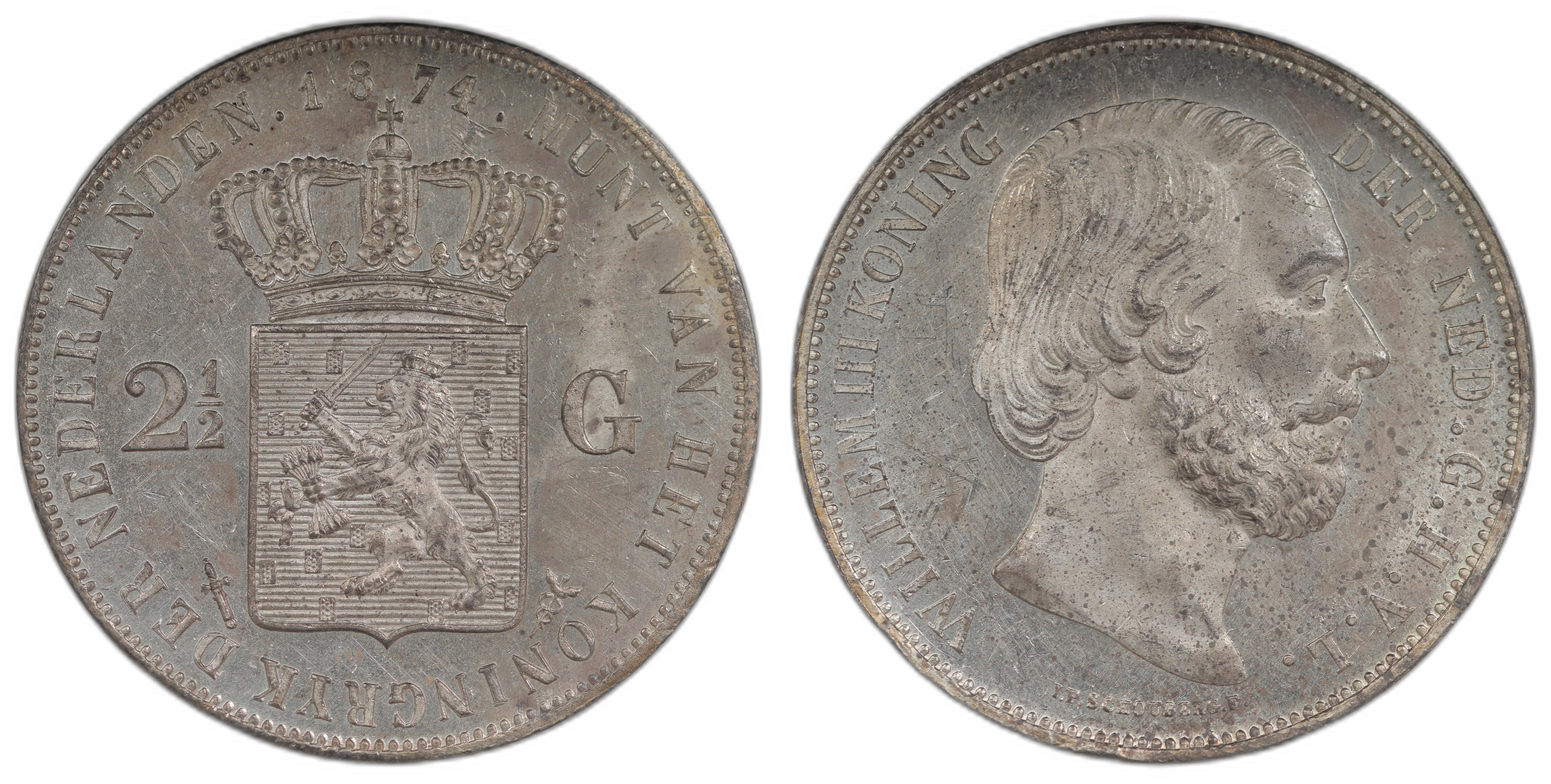 Netherlands 2.5 Gulden 1874 Kv: UNC
