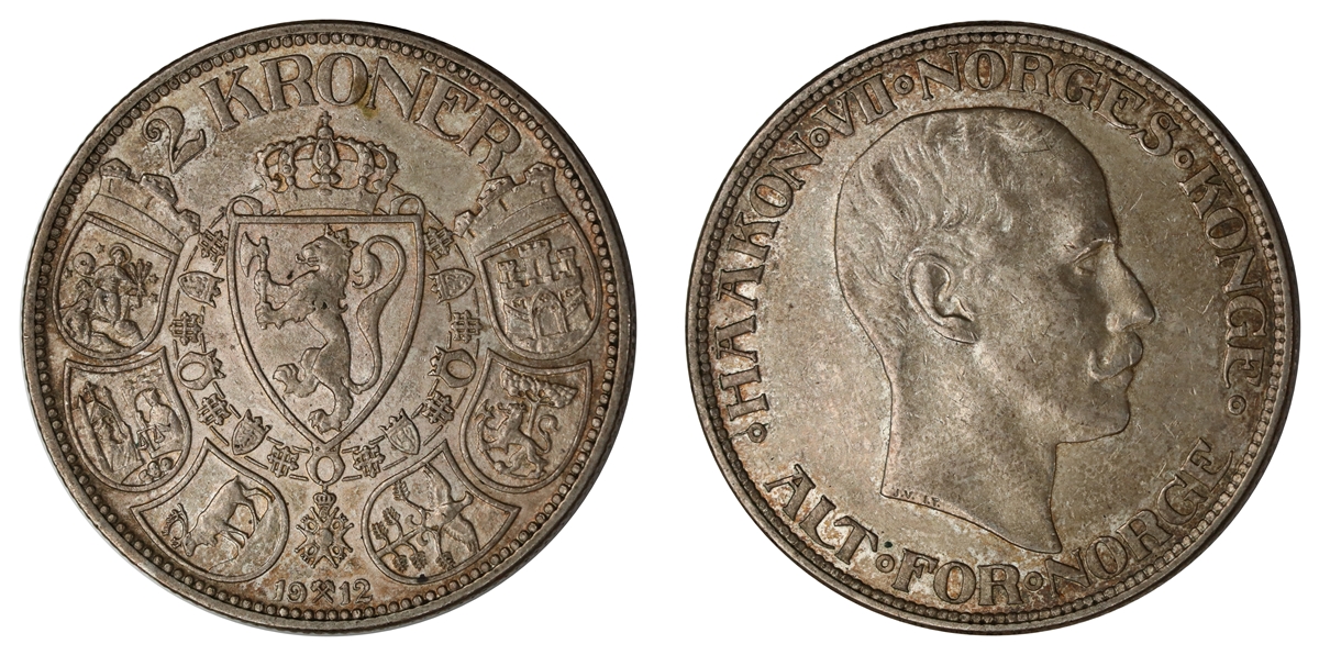 Norge 2 Kroner 1912 Kv: 1+