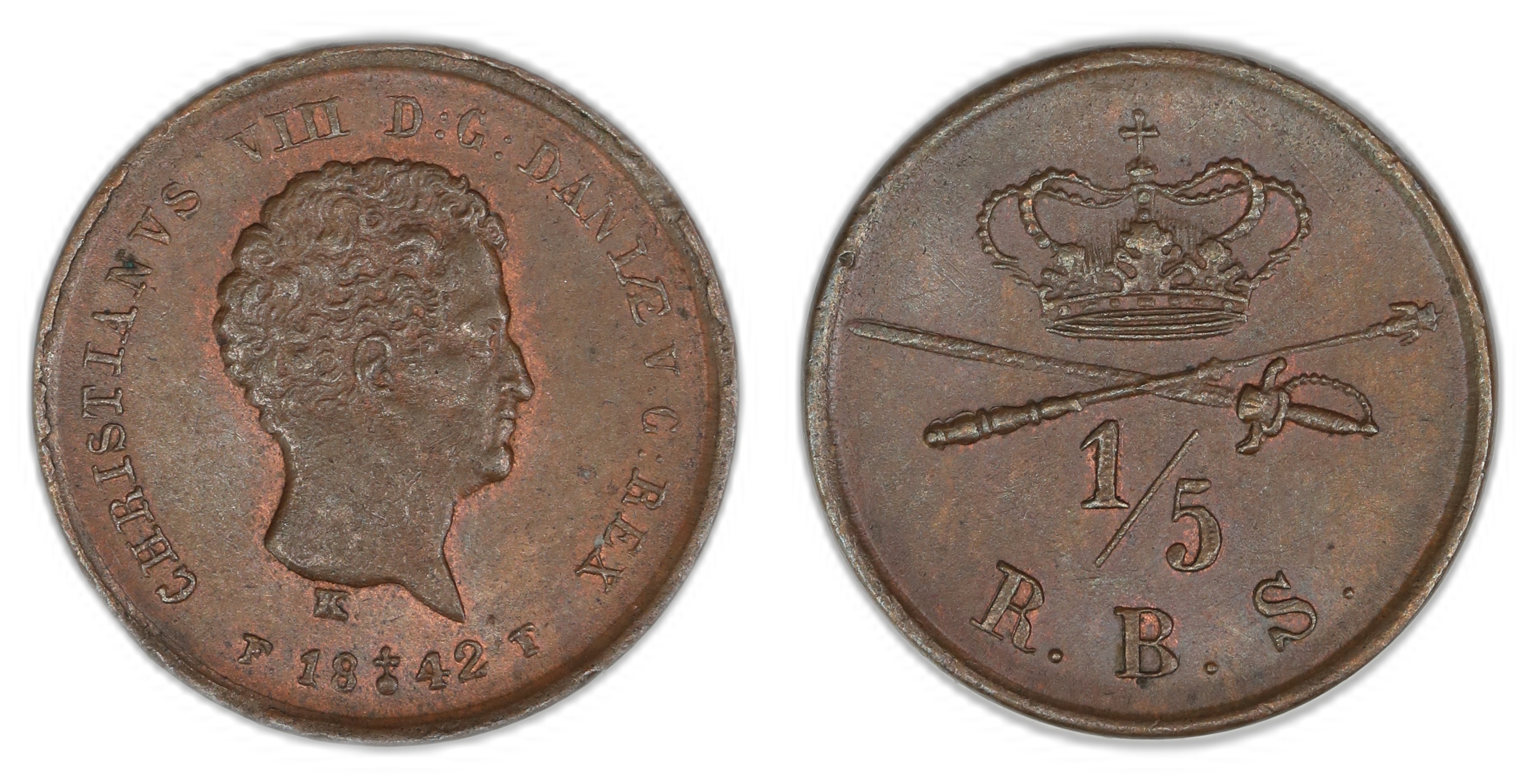 Danmark 1/5 RBS 1842  Kv: 0/01