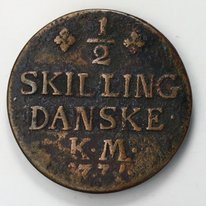 Danmark 1/2 Skilling 1771 Kv 1