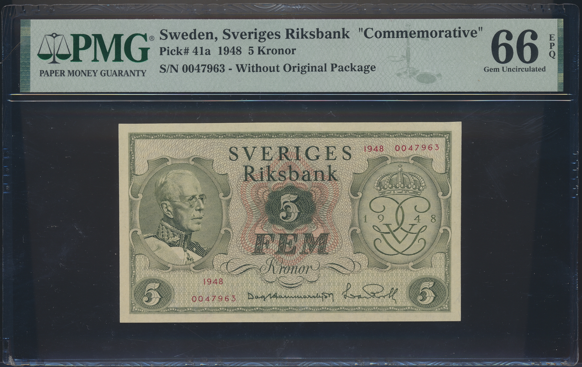 Sweden 5 Kronor 1948 Commemorative PMG 66 EPQ