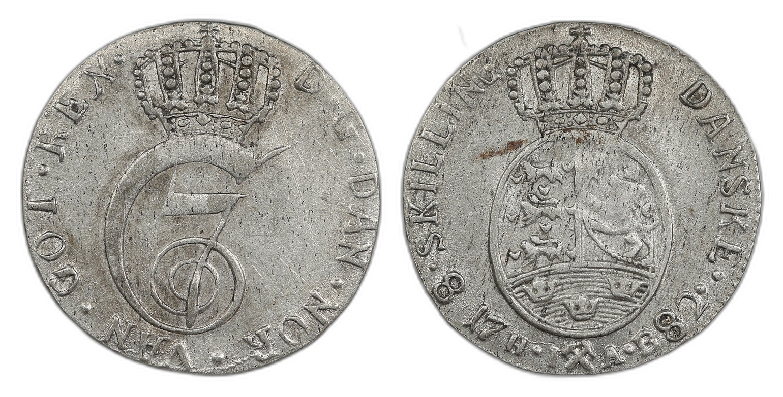 Norge 8 Skilling 1782 Kv: 1+/01