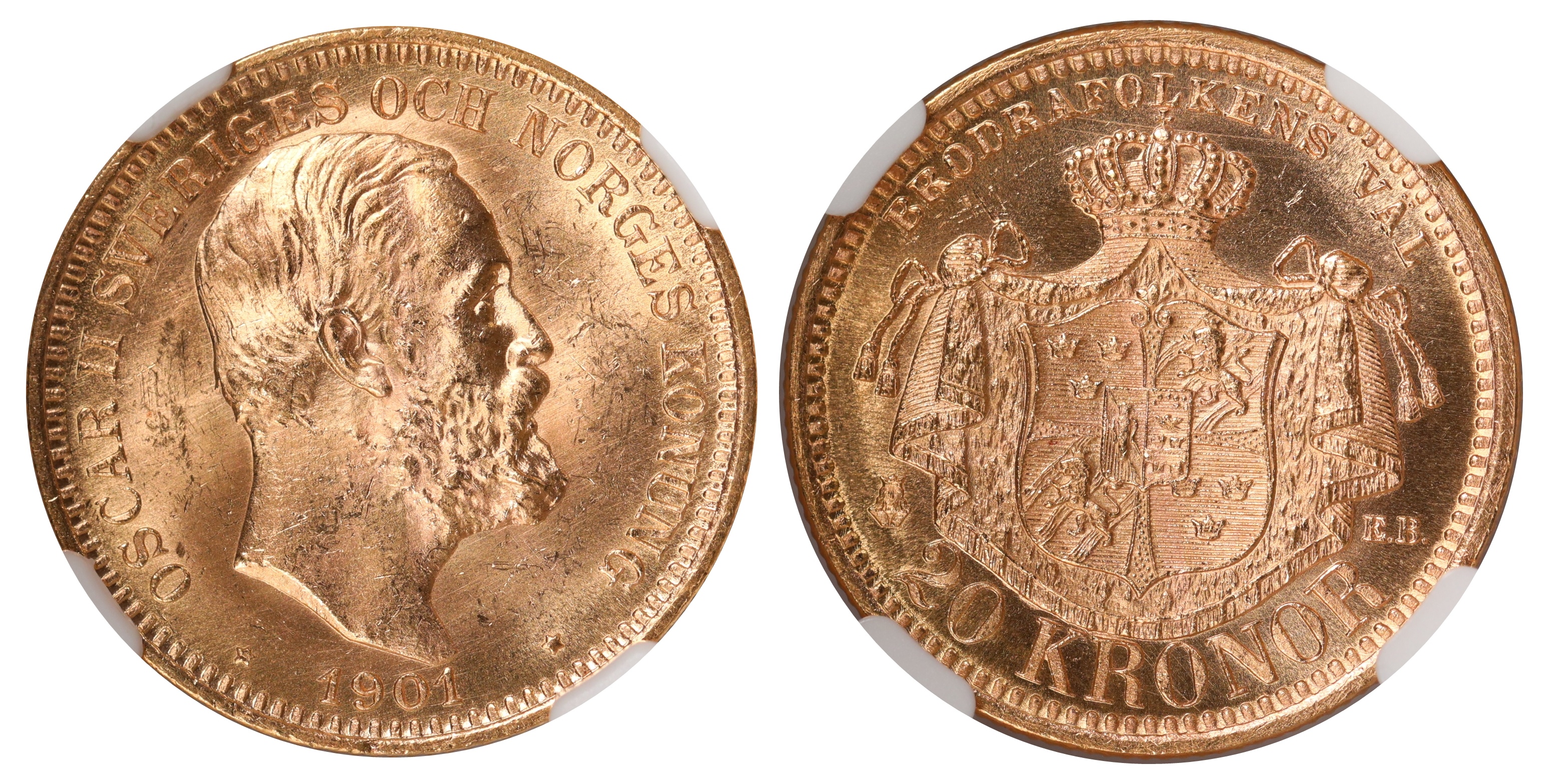 Sverige 20 Kronor 1901 Kv: NGC MS63