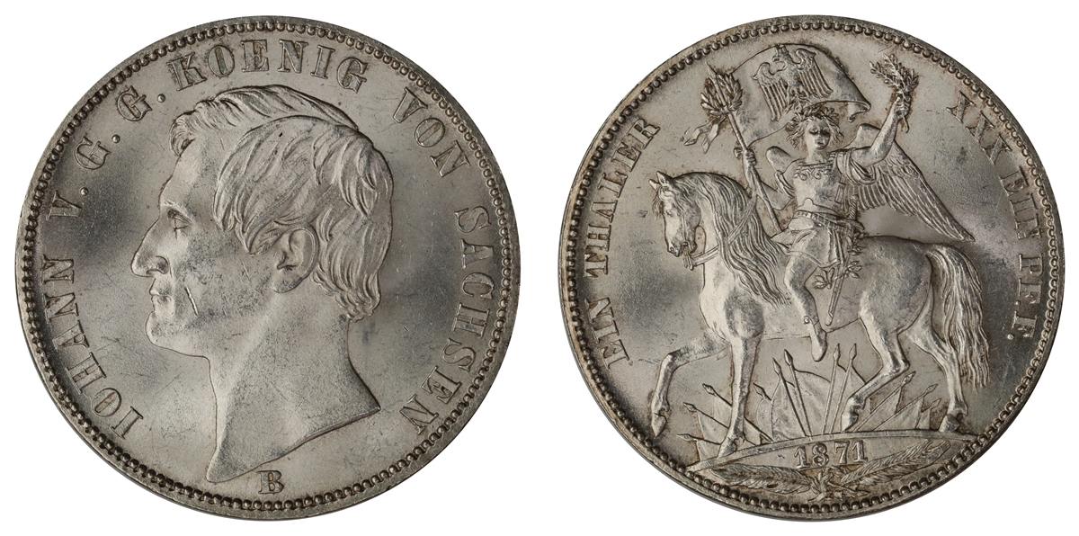 Germany - Saxony Thaler 1871-B Kv: UNC