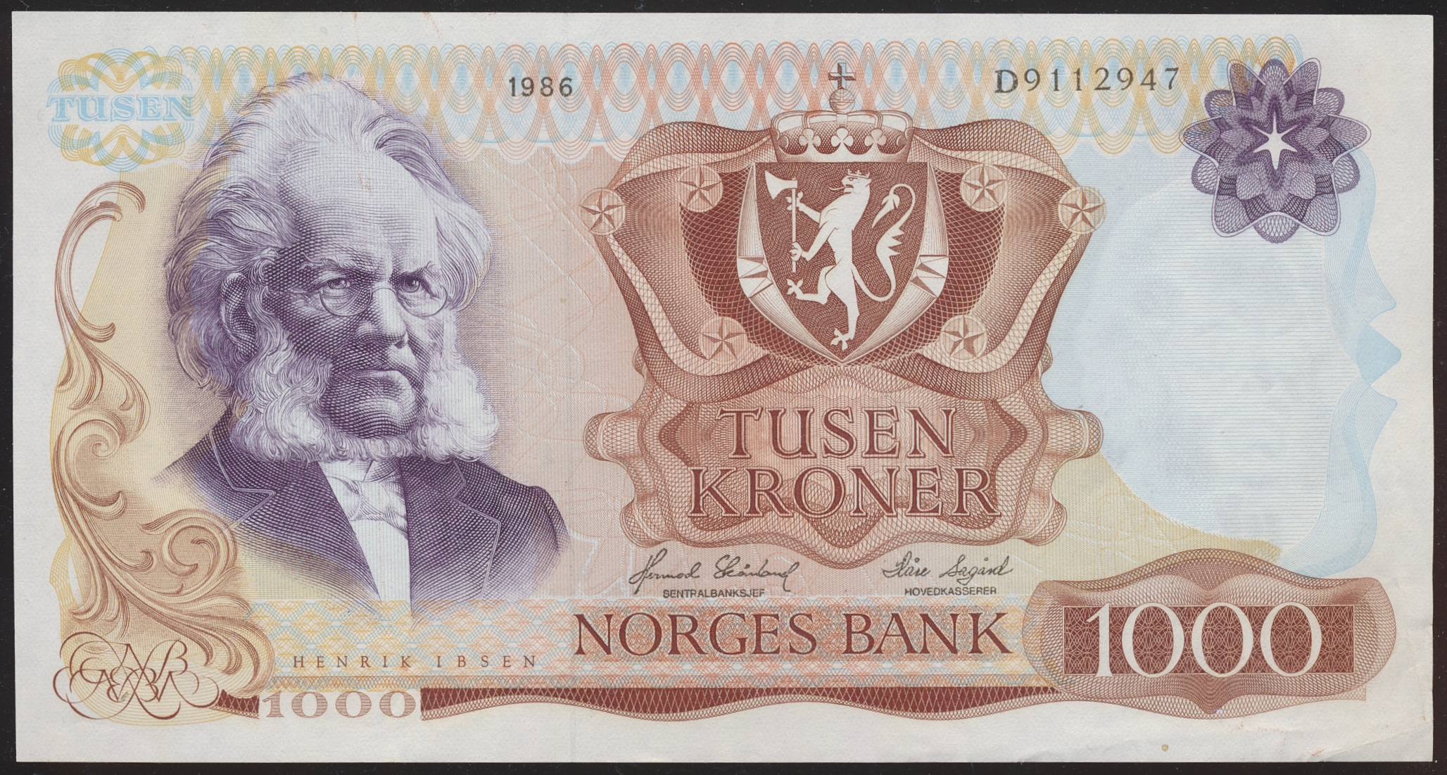 Norge 1000 Kroner 1986 D  Kv: 1/1+