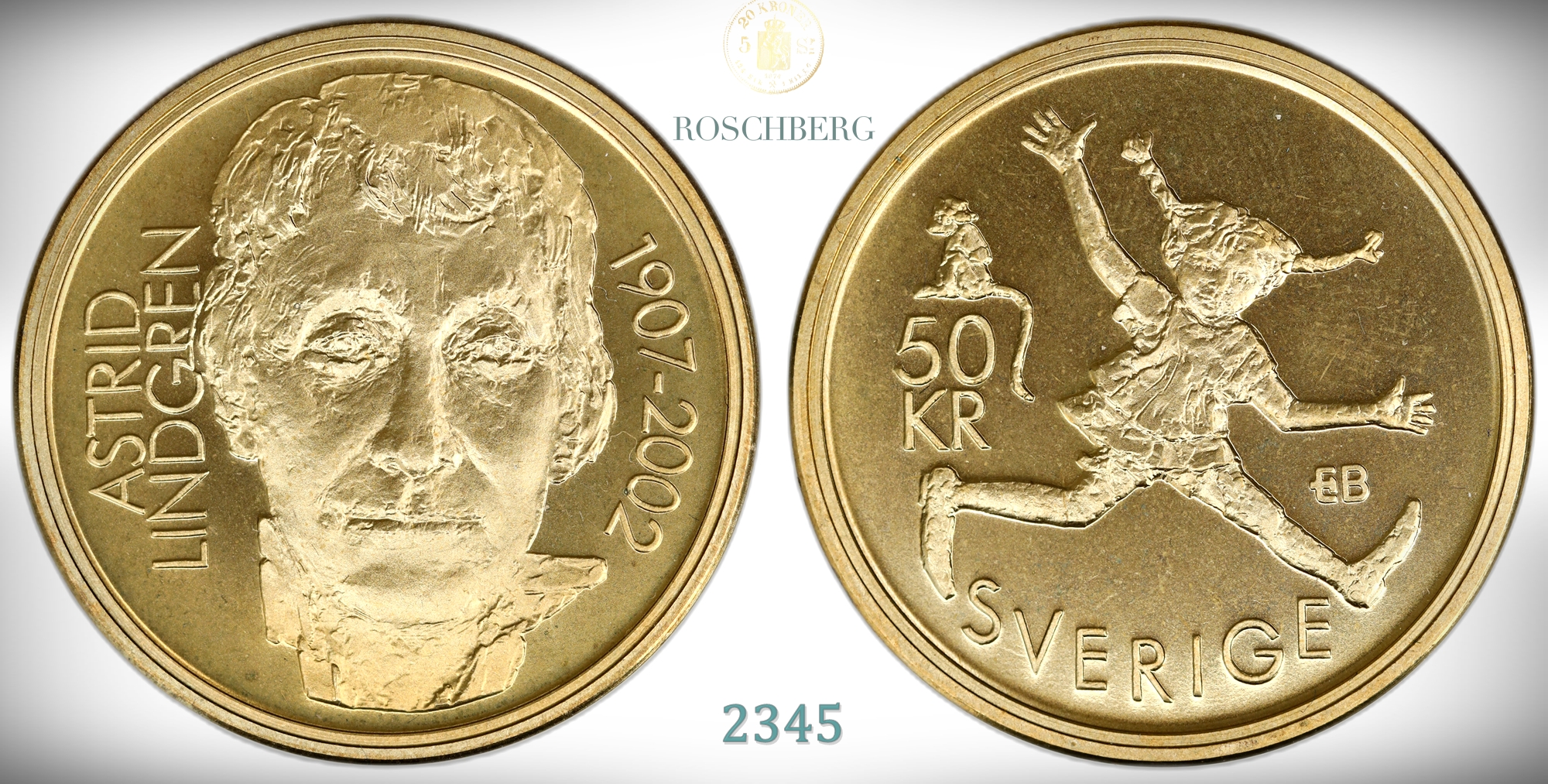 Sverige 50 Kronor 2002 Pippi Langstrømpe Kv: UNC
