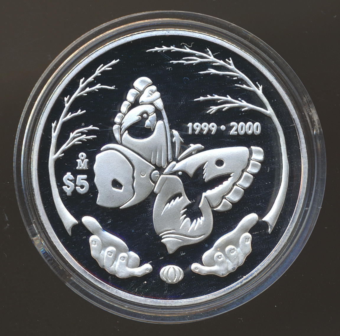 Mexico 5 Pesos 1999-2000 "Mariposa" Proof