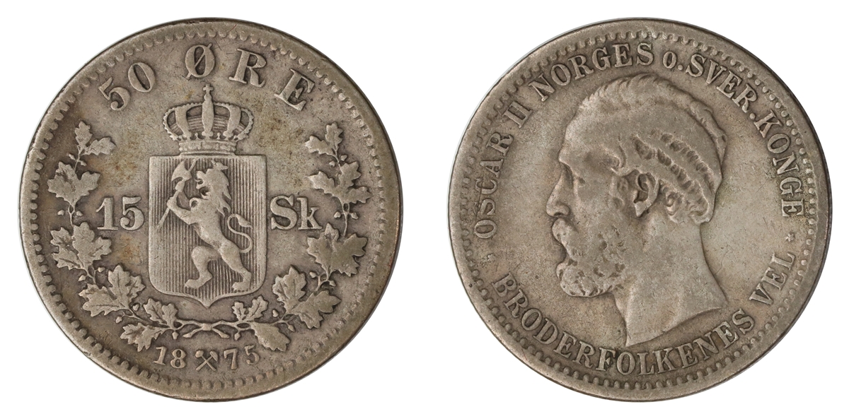 Norge 50 Øre 1875 Kv 1