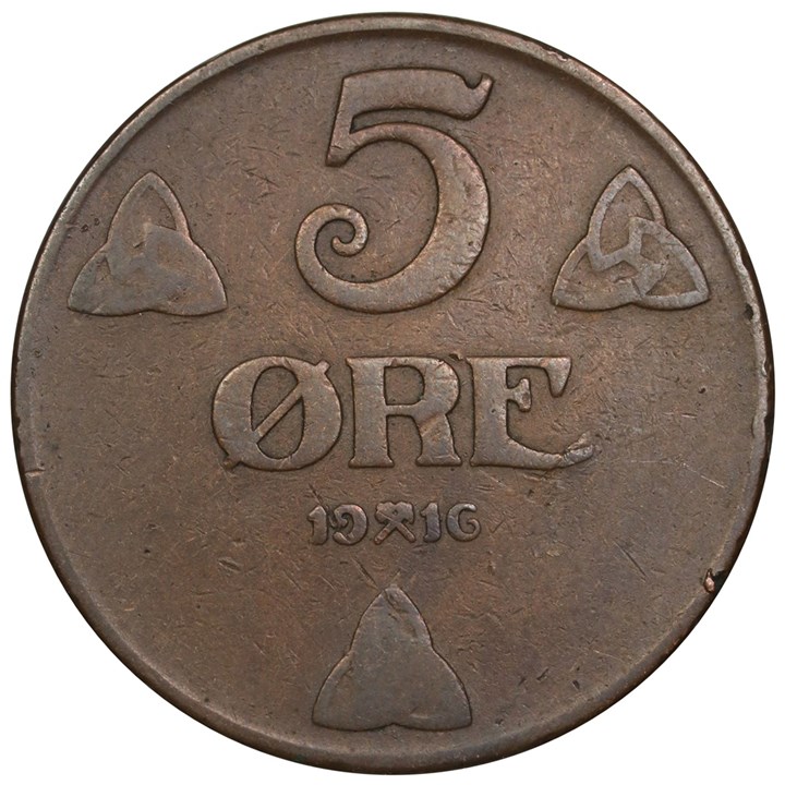 5 Øre 1916 Kv 1