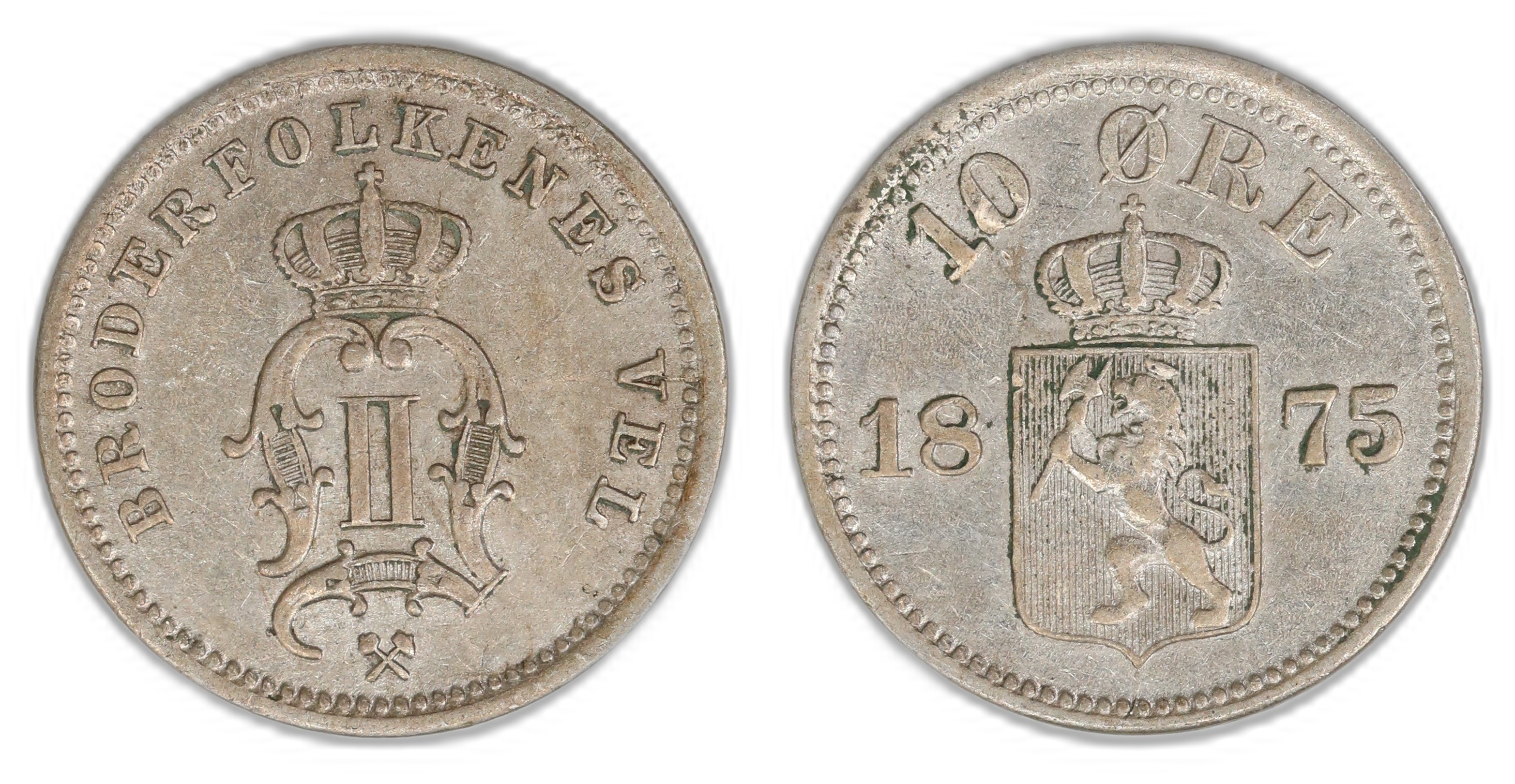 Norge 10 Øre 1875  Kv: 1+
