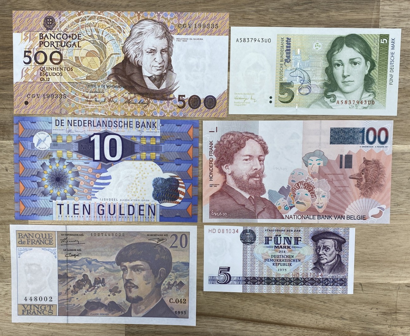 Europe Useful lot of 6 Modern notes UNC