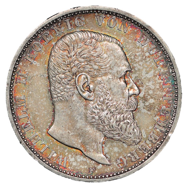 Wurttemmberg 5 Mark 1913 E AU
