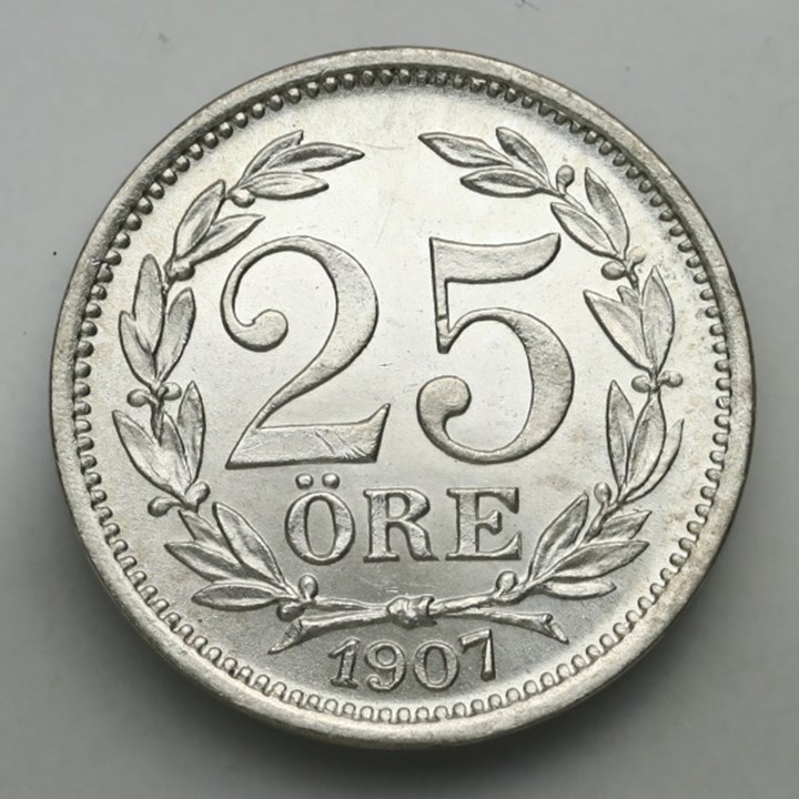 Sverige 25 Öre 1907 Kv 0/01