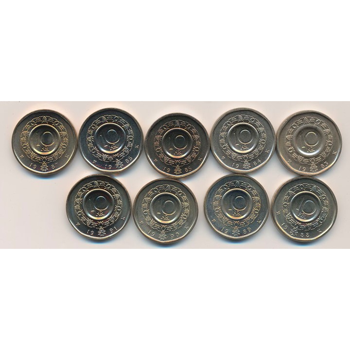 10 Kroner 1983-1991 Komplett Kv 0
