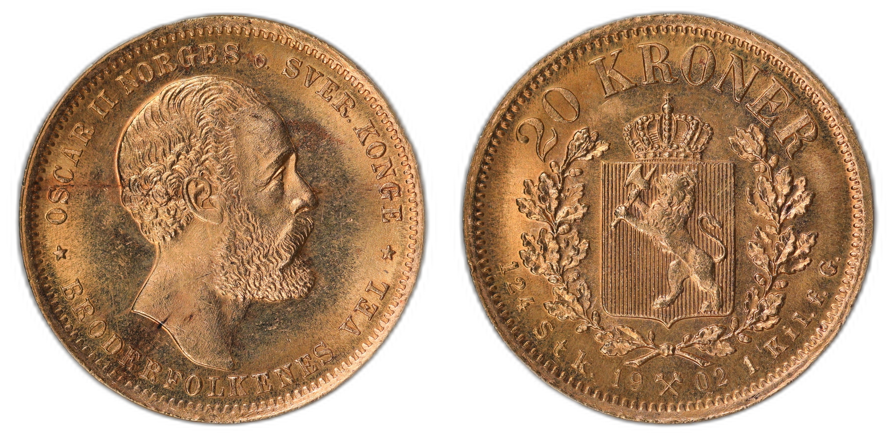 Norge 20 Kroner 1902 Kv: 0/01