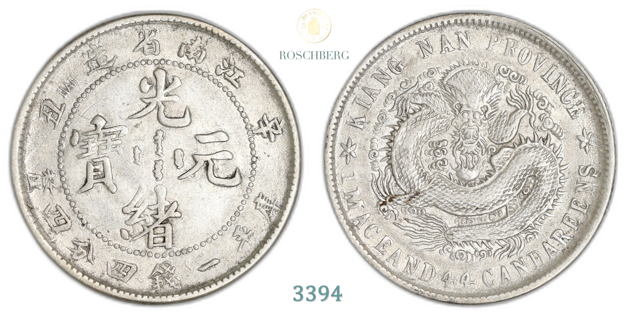 China, Kiangnan 20 Cent 1901-Hah  Kv: AU