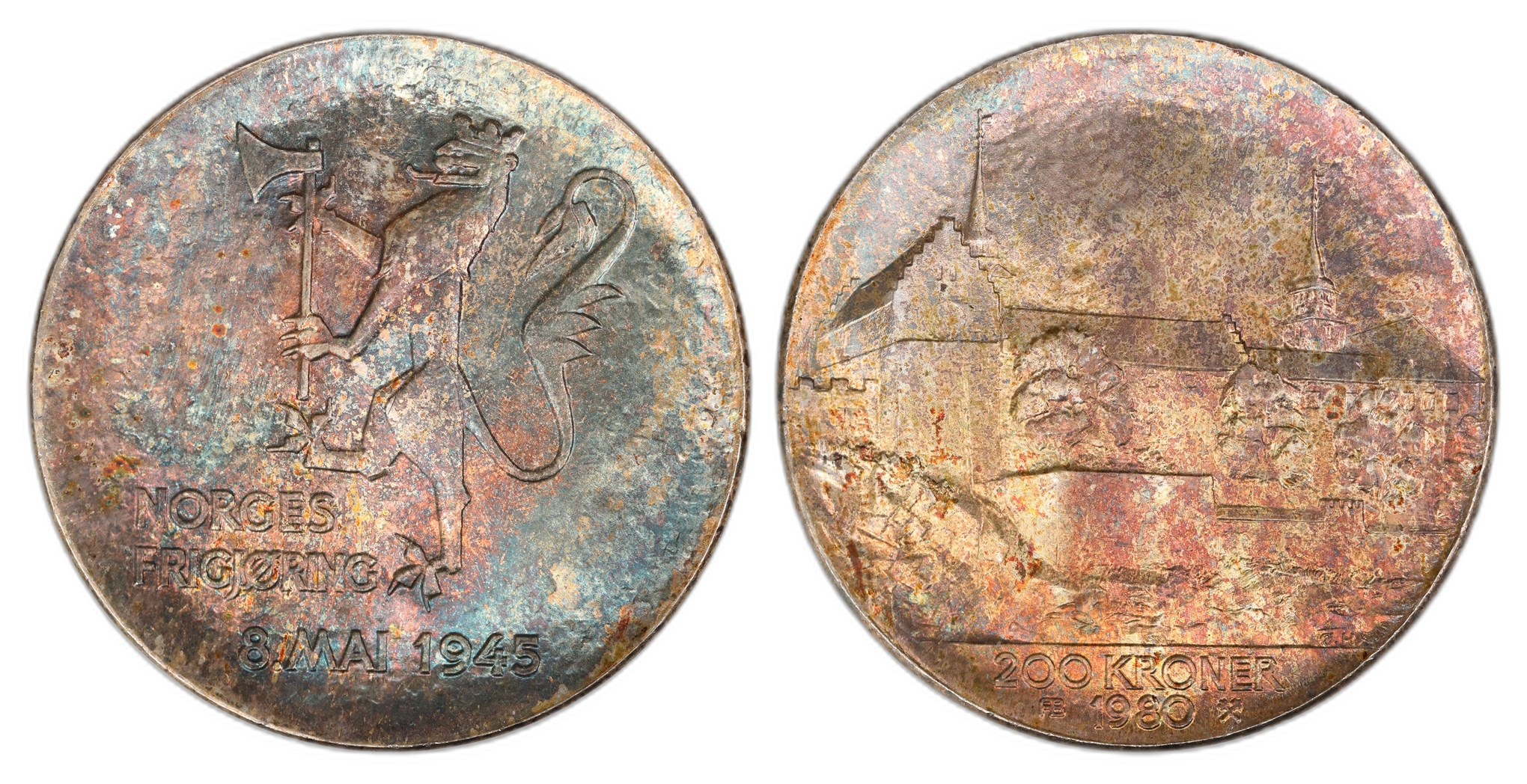 Norge 200 Kroner 1980  Kv: 0, fin patina