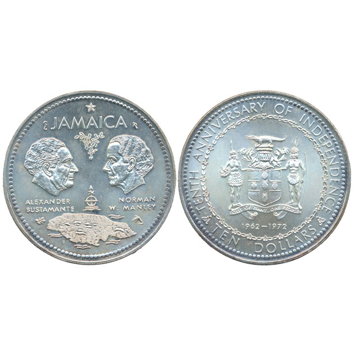 Jamaica 10 Dollar 1972 UNC