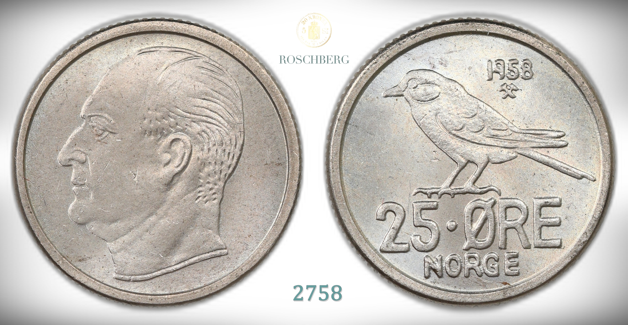 Norge 25 Øre 1958  Kv: 0