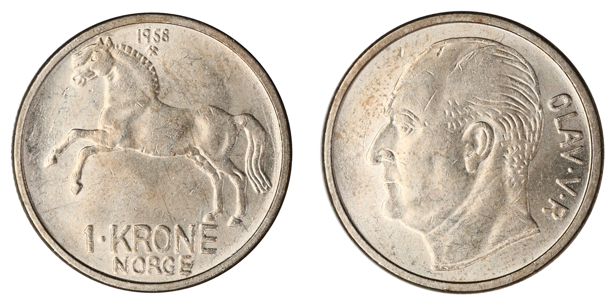 Norge 1 Krone 1958  Kv: 0/01