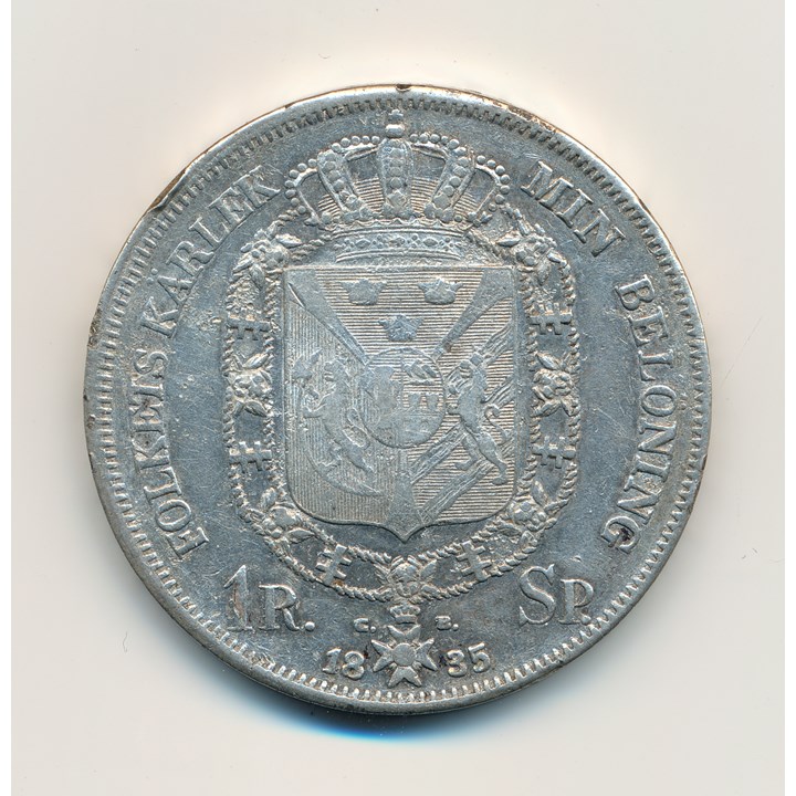 Sverige 1 Riksdaler Carl XIV Johan 1835 Kv 1+, kanthakk