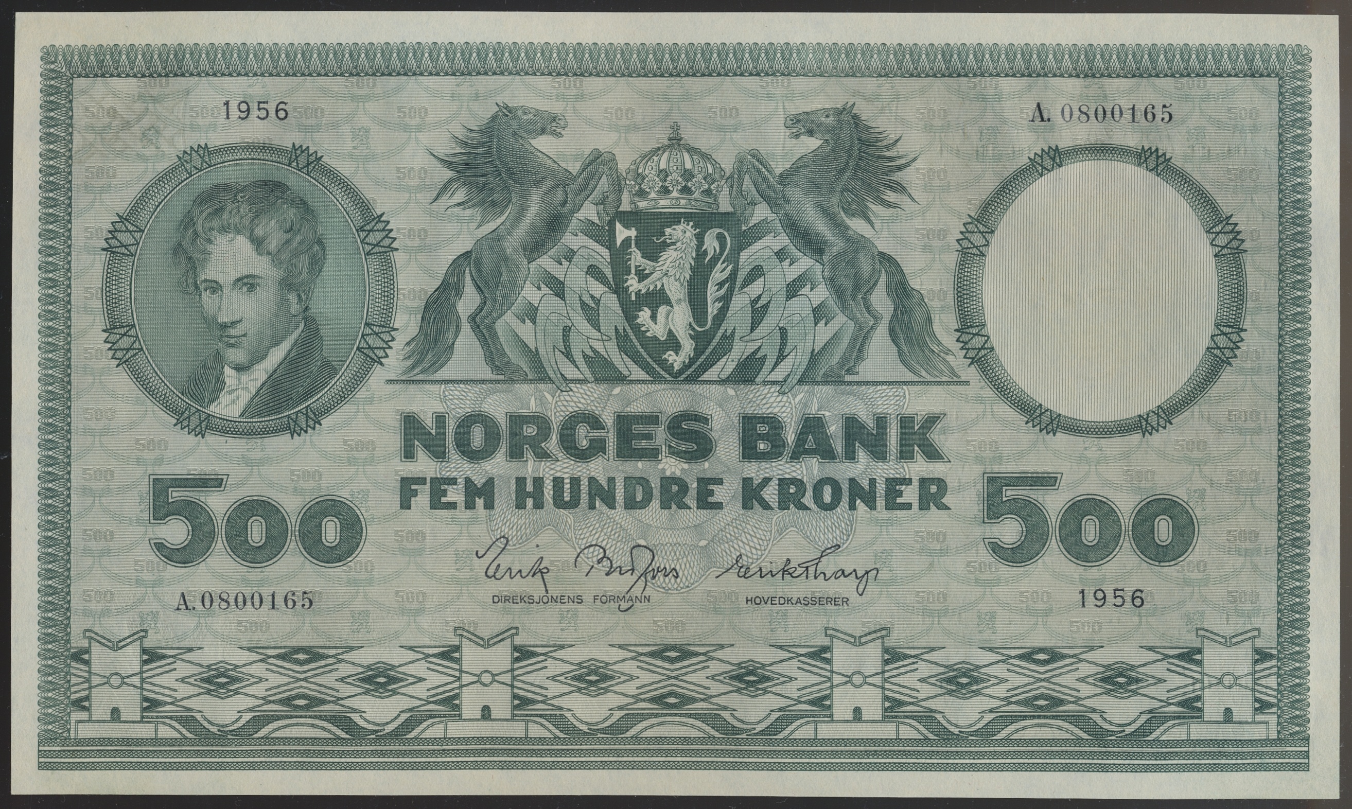 OKT26-2964 Norge 500 Kroner 1956 A  Kv: 0