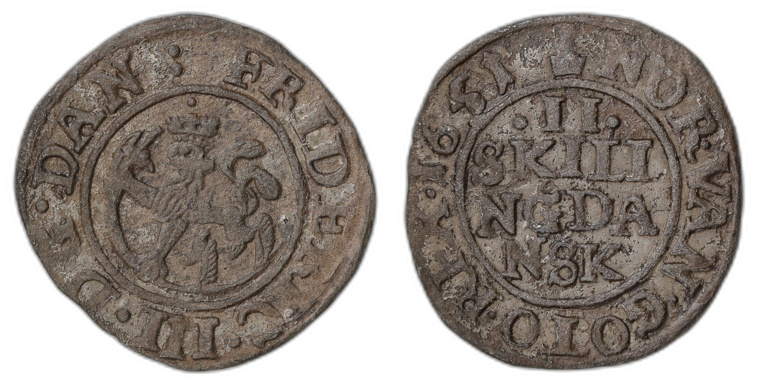 Norge 2 Skilling 1651 Kv: 1+/01