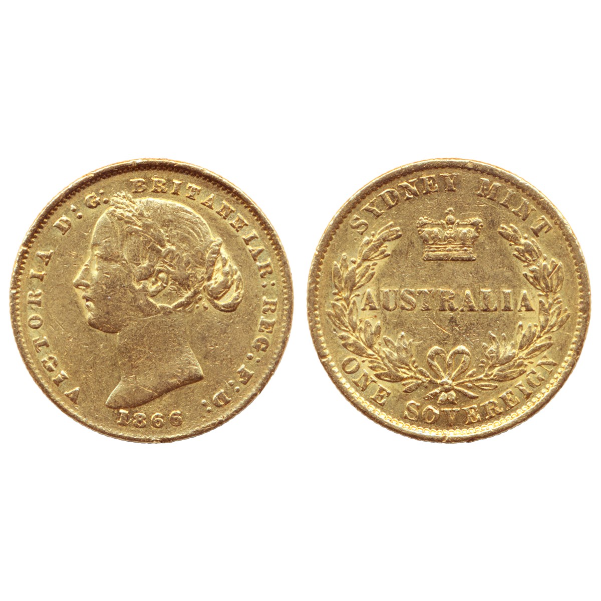 Australia Sovereign 1866 Kv 1+, renset