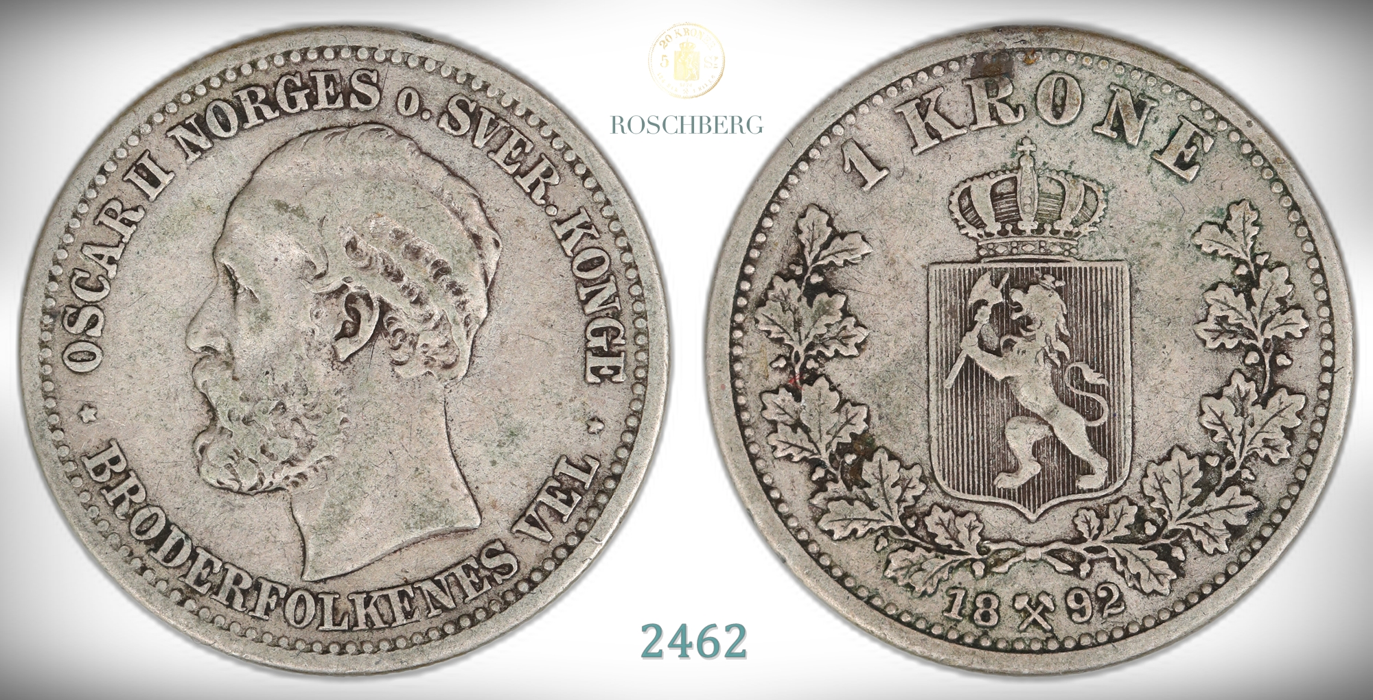 Norge 1 Krone 1892  Kv: 1