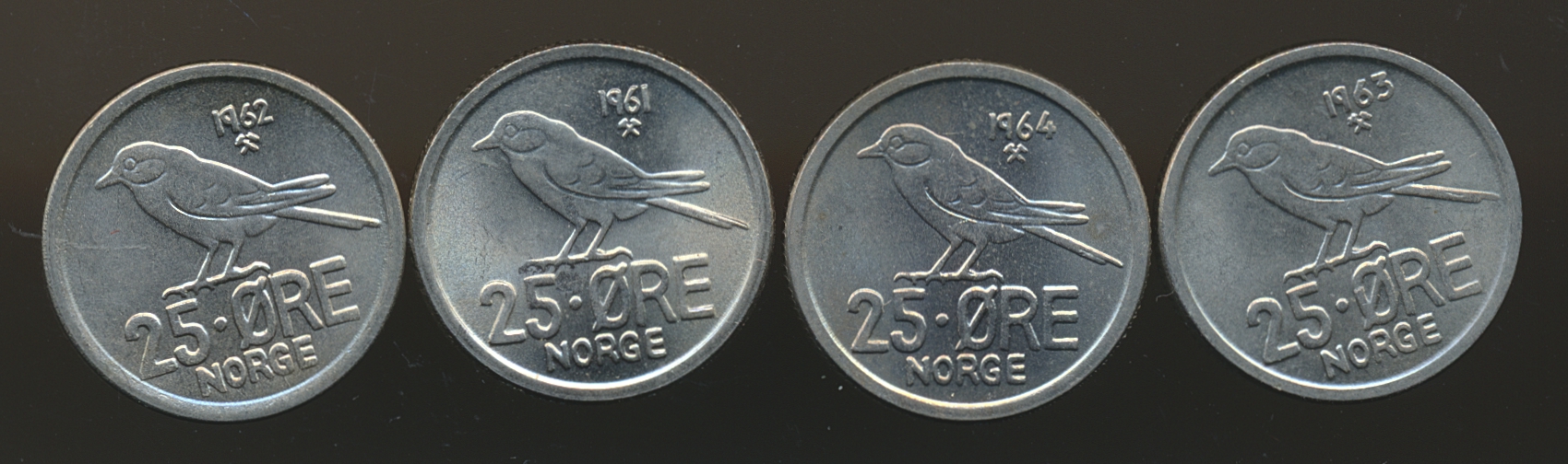 25 øre 1961-64 Komplett Kv 0