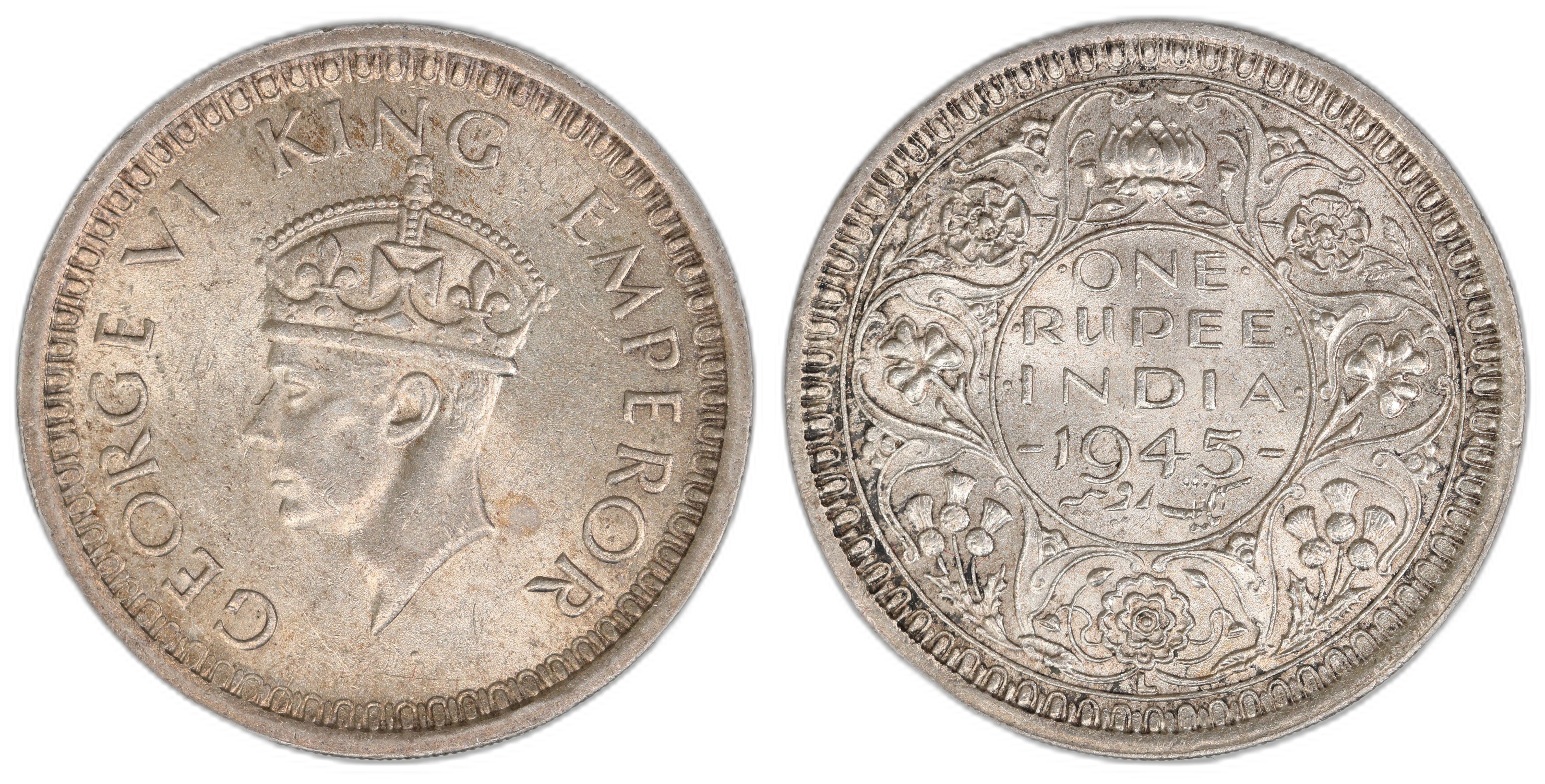 India, British 1 Rupee 1945-L  Kv: UNC