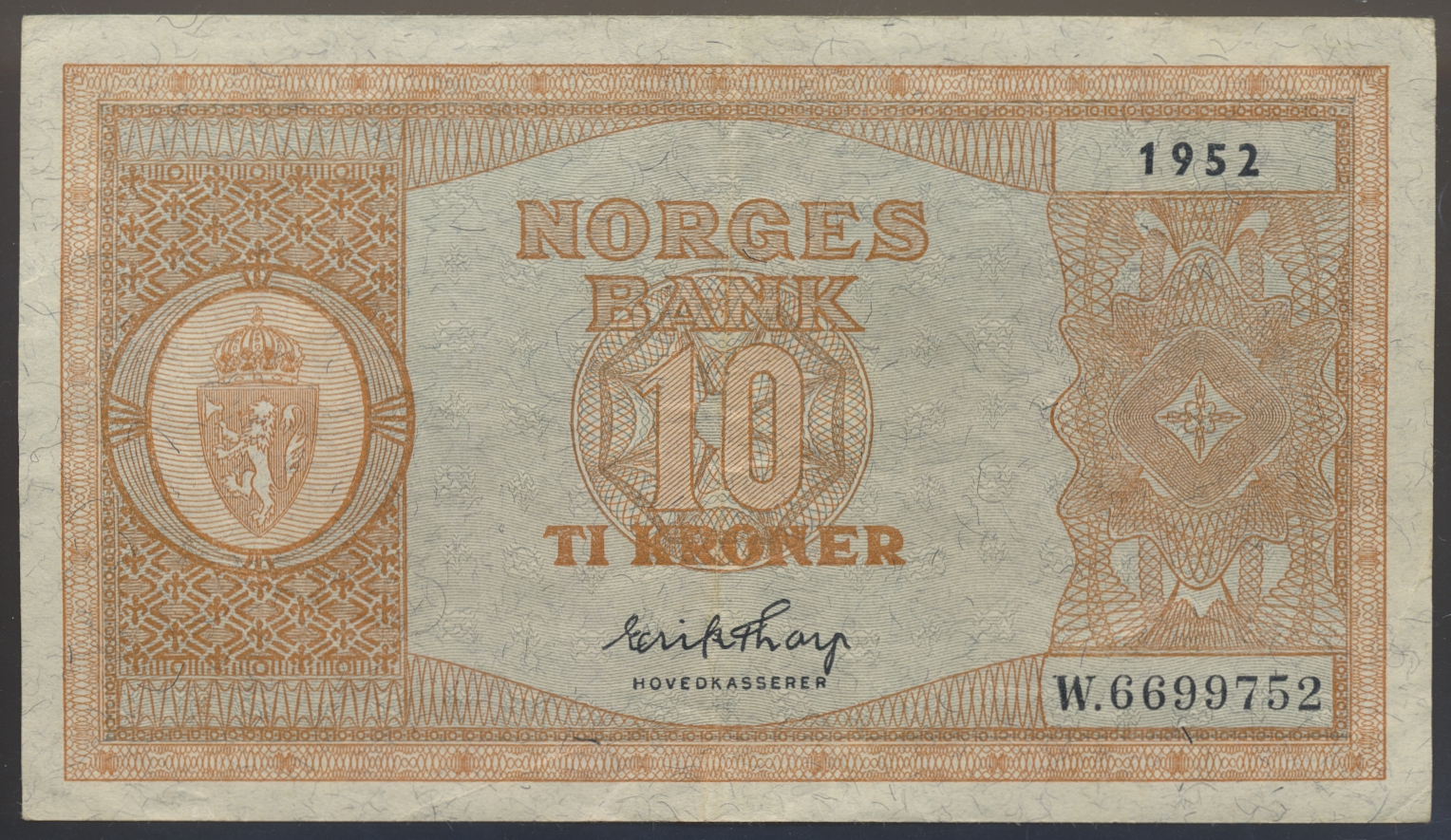10 Kroner 1952 W Kv 1/1+