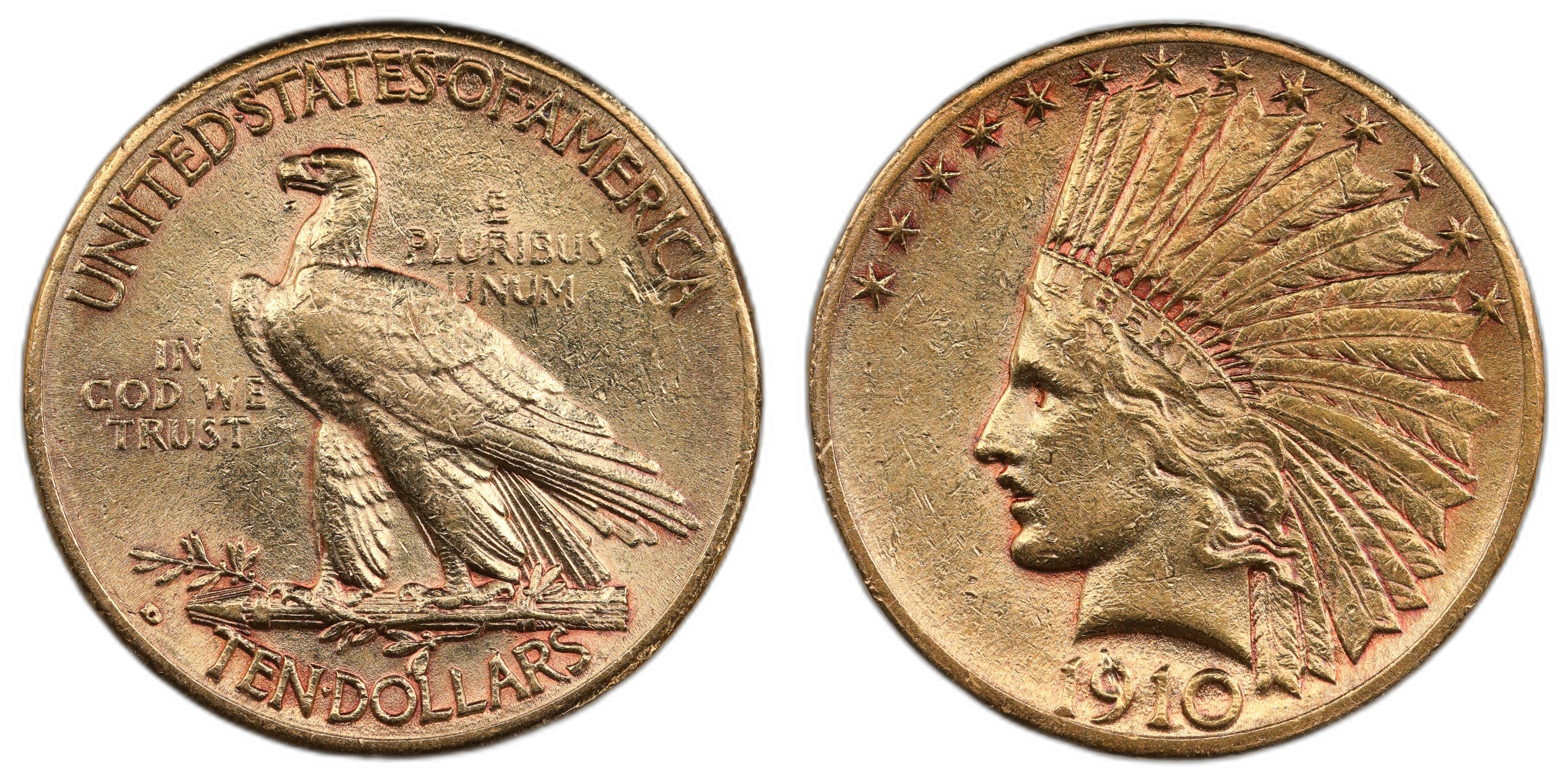USA $10 Indian 1910-D Kv: XF