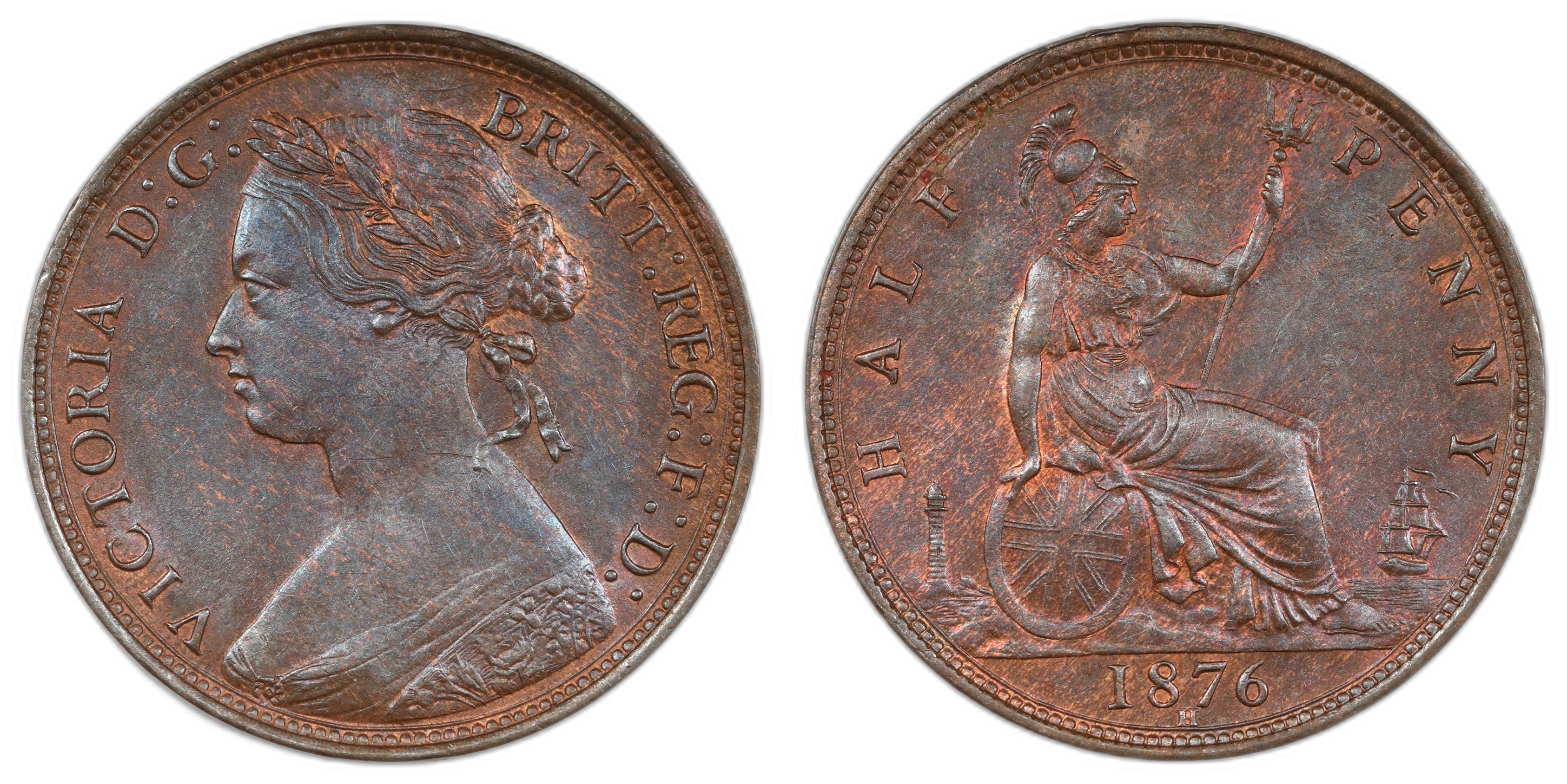 England Half Penny 1876-H Kv UNC