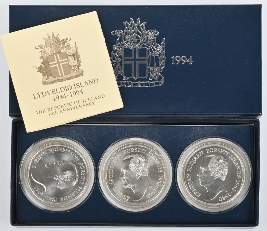 Island Presidentsett med 3 Stk forskjellige 1000 kr 1994 Kv 0