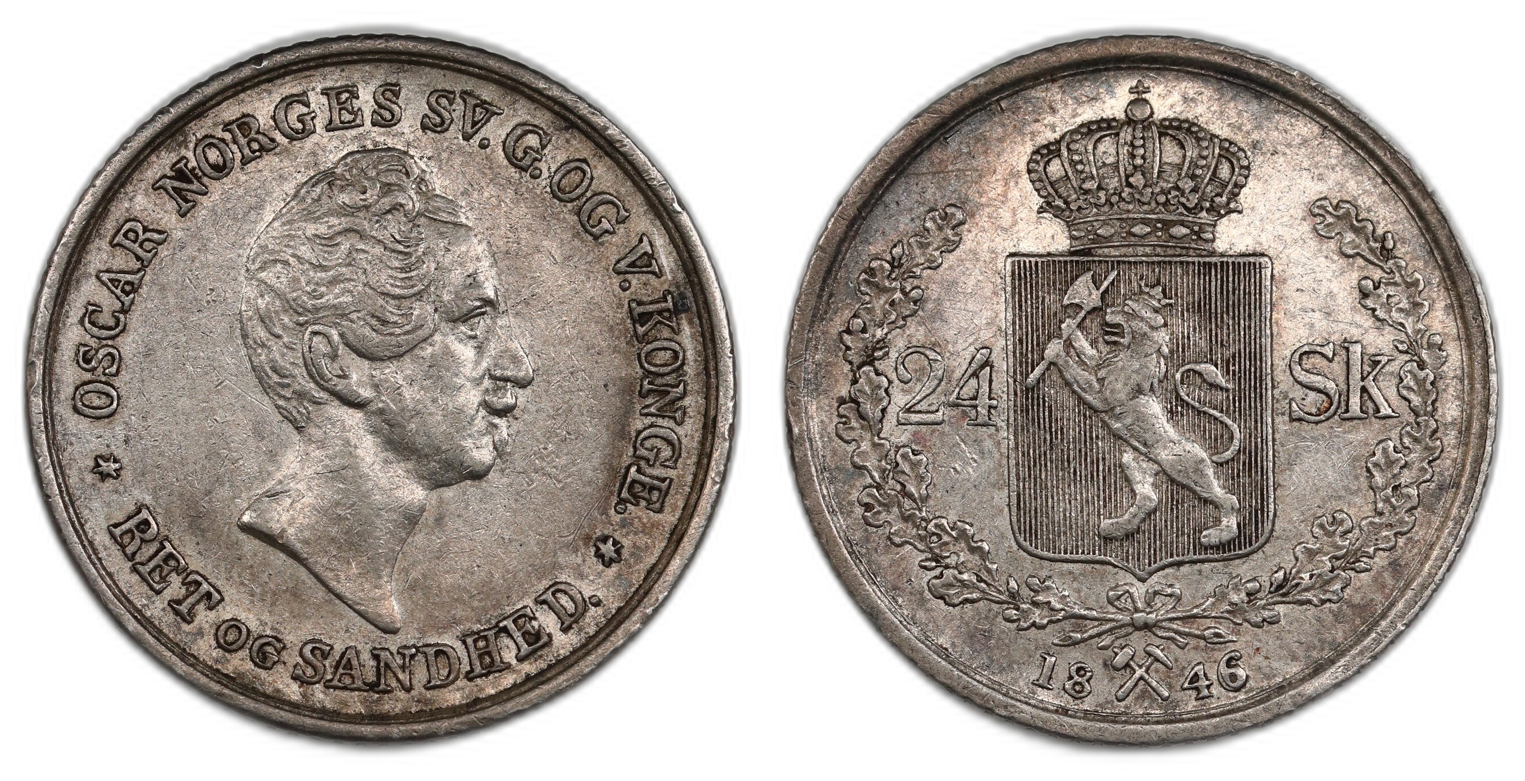 Norge 24 Skilling 1845 Kv 1+