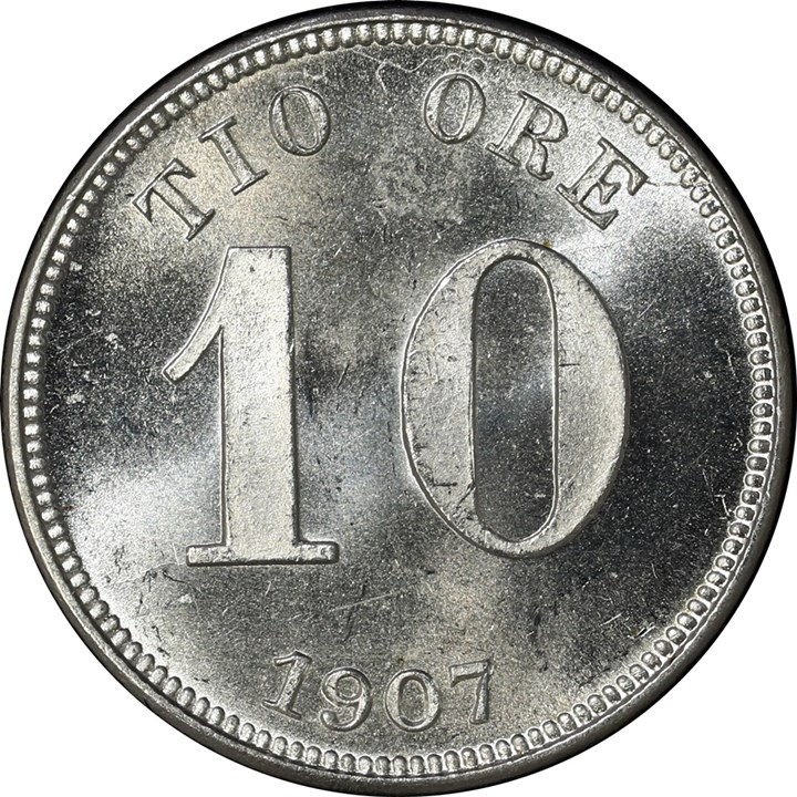 Sverige 10 Öre 1907 Kv 0