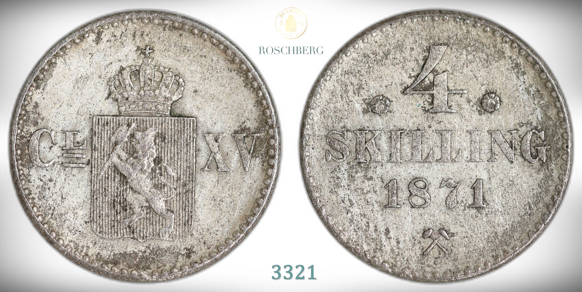 Norge 4 Skilling 1871  Kv: 1+