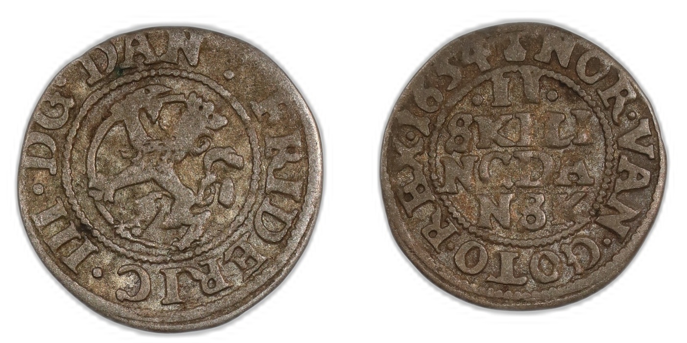 Norge 2 Skilling 1654 Kv 1