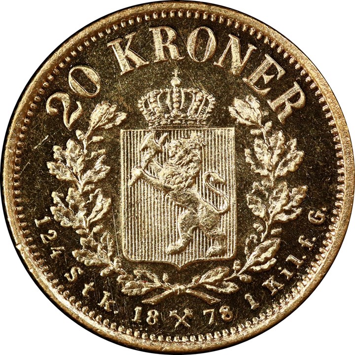 20 Kroner 1878 Kv 0/01, Prooflike