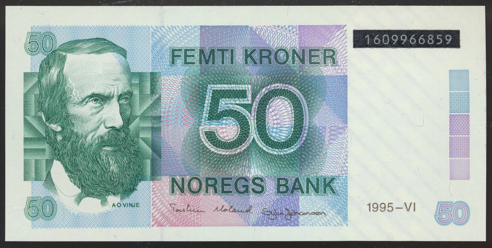 50 Kroner 1995 Sort Nummer Kv 0