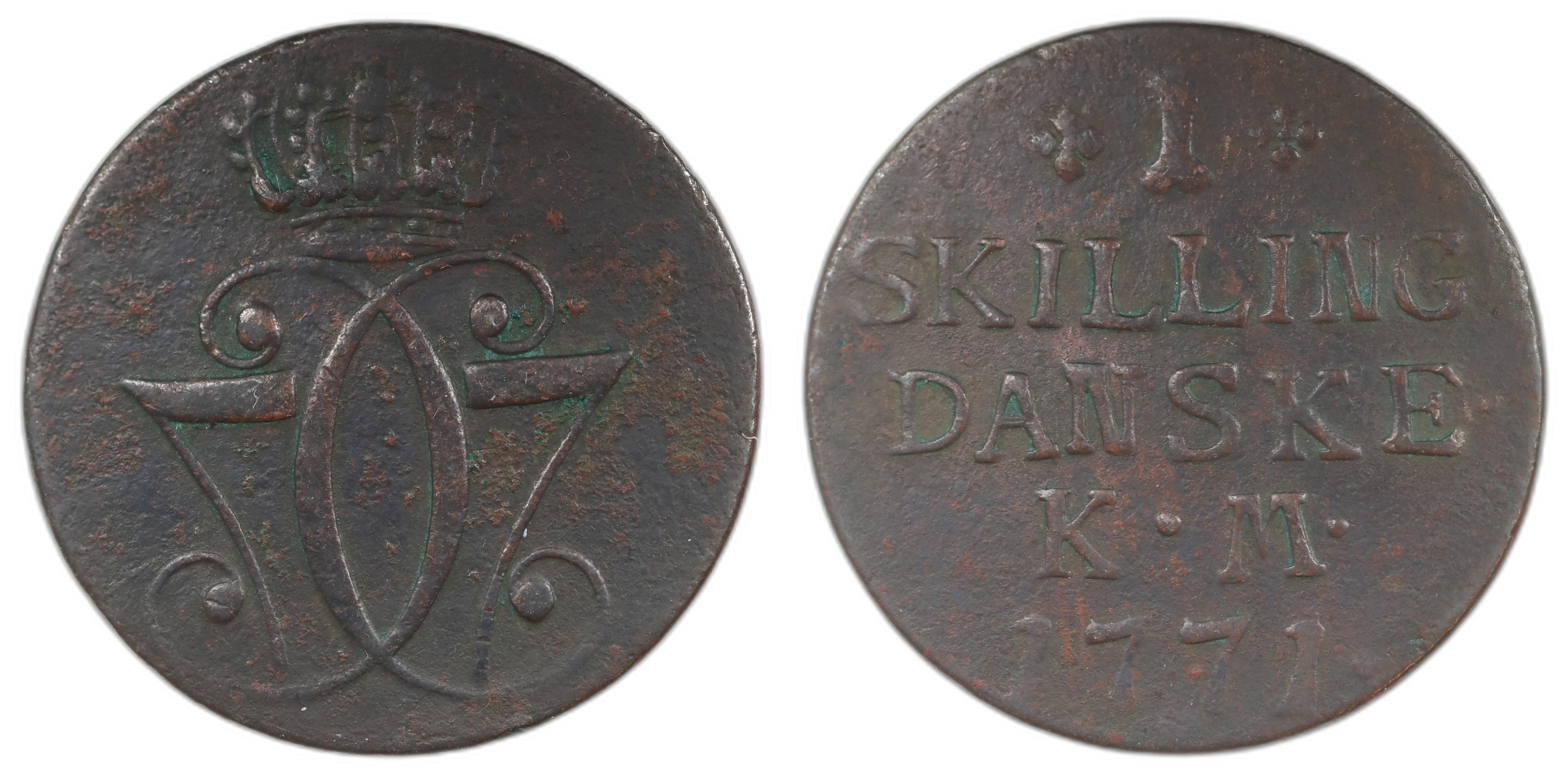 Danmark 1 Skilling 1771 Kv: 1 (VF)