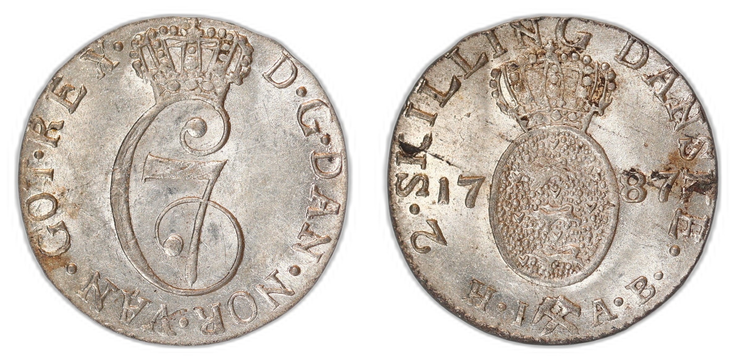 Norge 2 Skilling 1787-HIAB Kv: 0/01